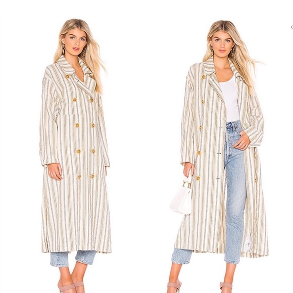 FREE PEOPLE SWEET MELODY STRIPE DUSTER TRENCH COAT - Picture 2 of 3